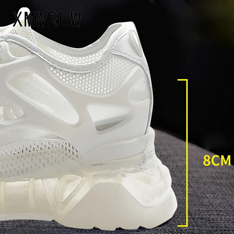 Кроссовки XMWRLW женские на скрытой танкетке дышащие сетчатые из натуральной кожи