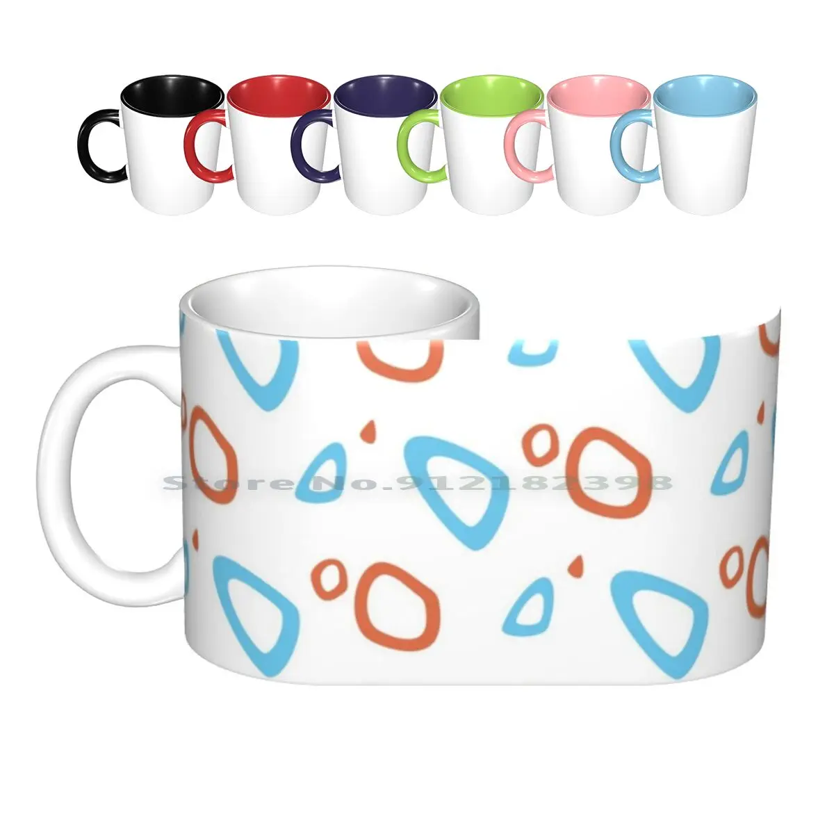 Egg Pattern Ceramic Mugs Coffee Cups Milk Tea Mug Egg Togepi Pattern Blue Red Geometric Minimalist White Cute Baby Creative