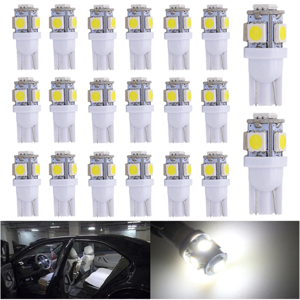 

NEW 20x T10 LED License Plate Car Interior Lights Bulbs 6000K White 168 2825 194 W5W Signal Lamp Car Interior Light Warm White