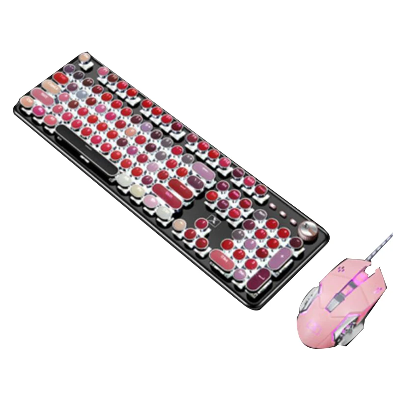 

Mechanical Gaming Keyboard Typewriter Keyboard Waterproof Wired Keyboard Palette 104 Keys Metal Panel Round Keycaps