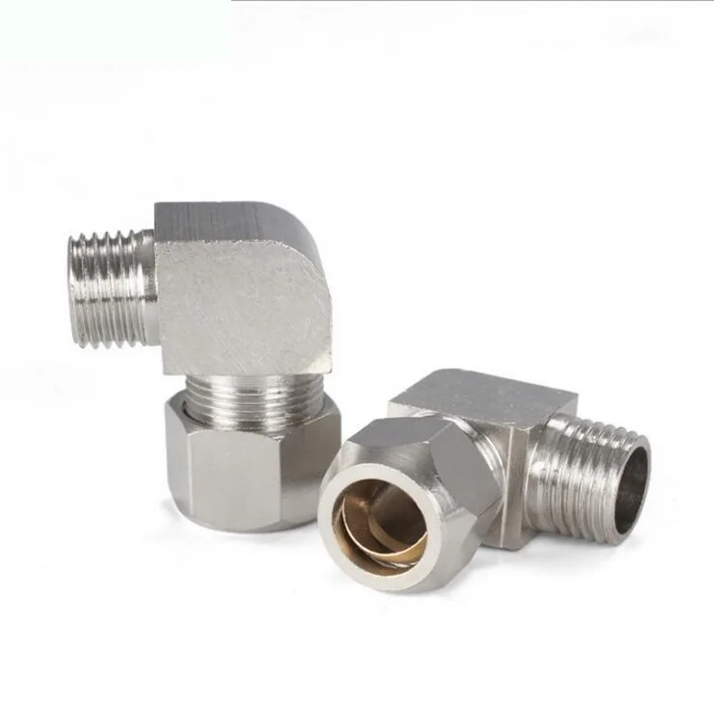 12mm to 1/8'' BSPT Male thread Ferrule Compression Fitting KTPL12-01 Pneumatic Quick Nickel Plated Brass Elbow Connector |