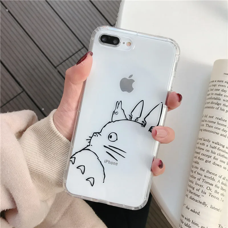 

PUNQZY Cartoon My Neighbor Totoro Phone Case For iphone 12 11PRO MAX 6S 7 8 Plus XS XR XS MAX SE 2020 Soft TPU Transparent Cover