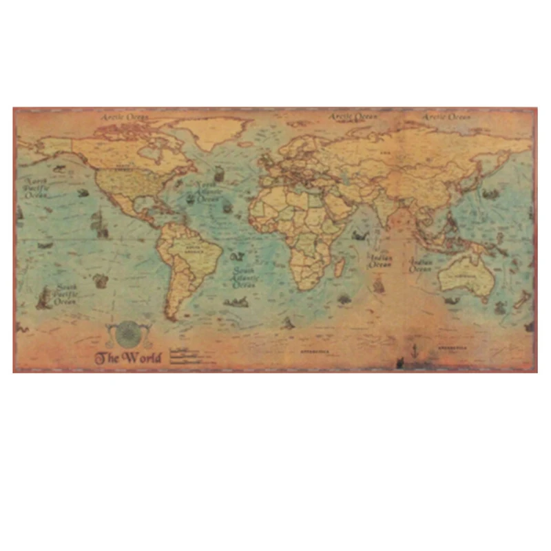 Морской океан карта мира ретро старый арт Бумага картина домашний декор Стикеры