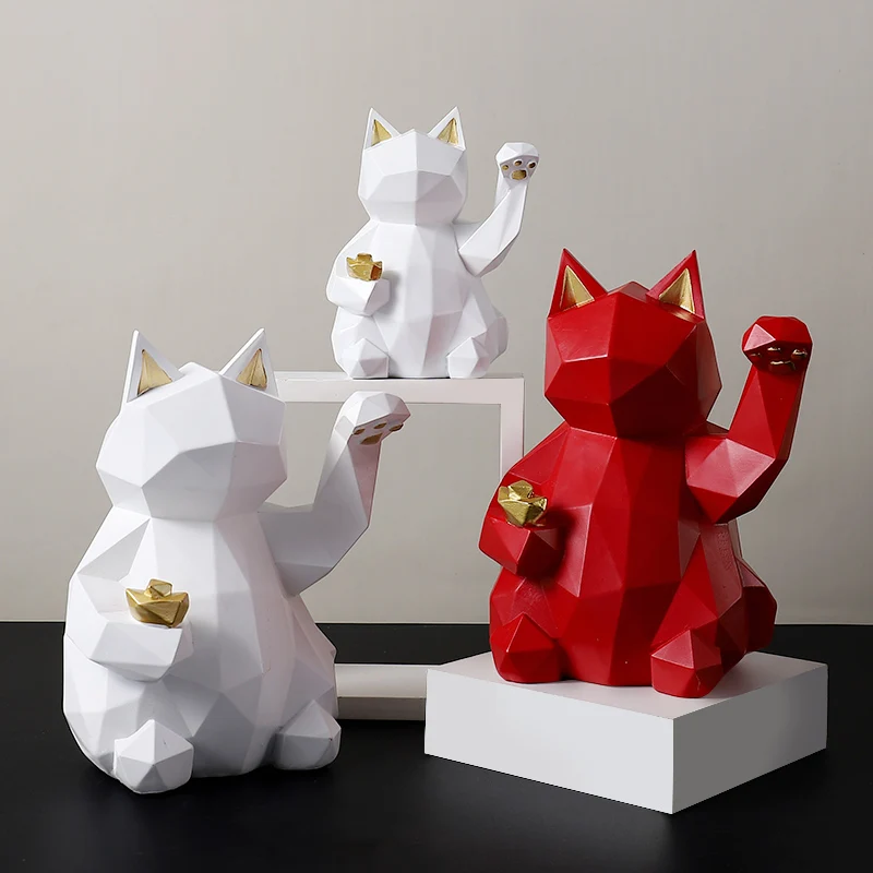 Скульптура из смолы Lucky статуя кота украшения модный современный домашний Декор