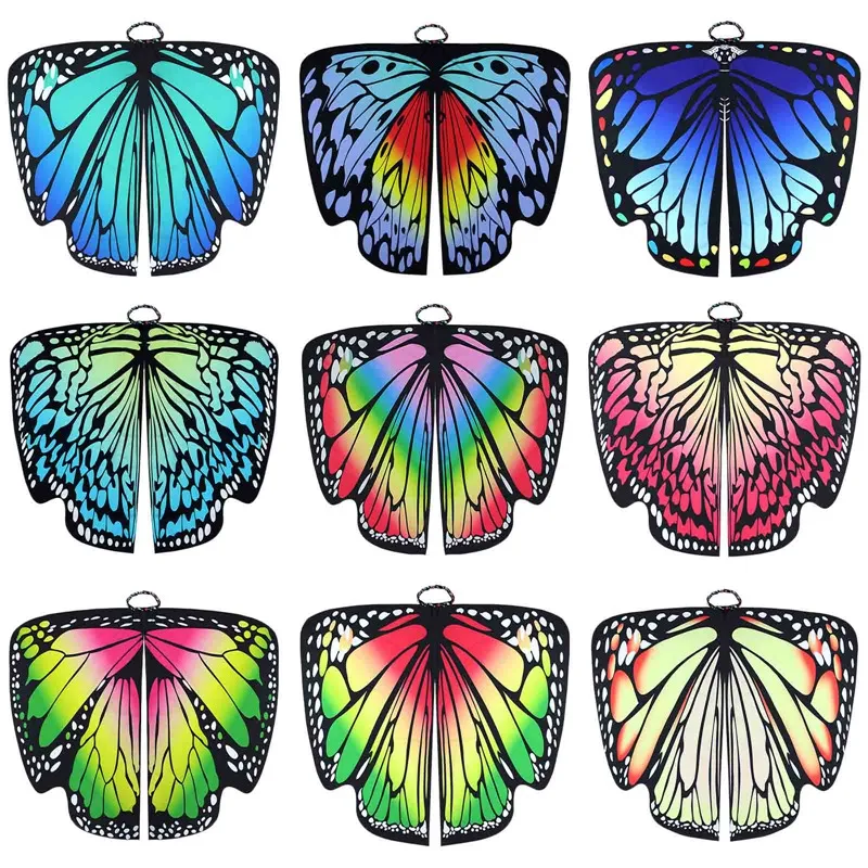 

Rainbow Butterfly Wings Cloaks for Women Butterfly Cosplay Costumers Adult Colorful Butterfly COS Clothes for Party Showing