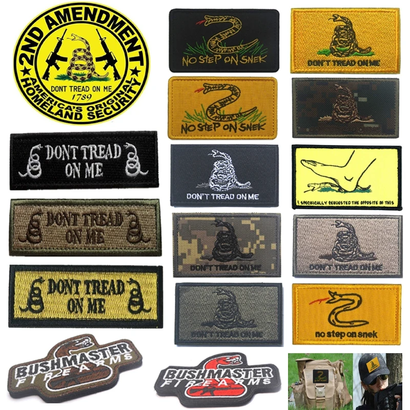

DON'T TREAD ON ME Patches BUSHMASTER Embroidery HOOK & LOOP Badge Patch Clothes Accessories Applique Armbands for Caps Hat Vest