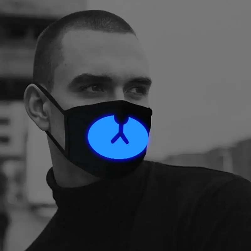 Хлопок пылезащитный аниме мультфильм Kpop Счастливый медведь женщина мужчины Светящиеся в темноте Череп рот маски черная маска рот половина Муфельная маска для лица