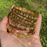 4pcslot indian saudi arabia 24k gold color banglebracelet dubai bangles for women africa jewelry ethiopian wedding bride gift