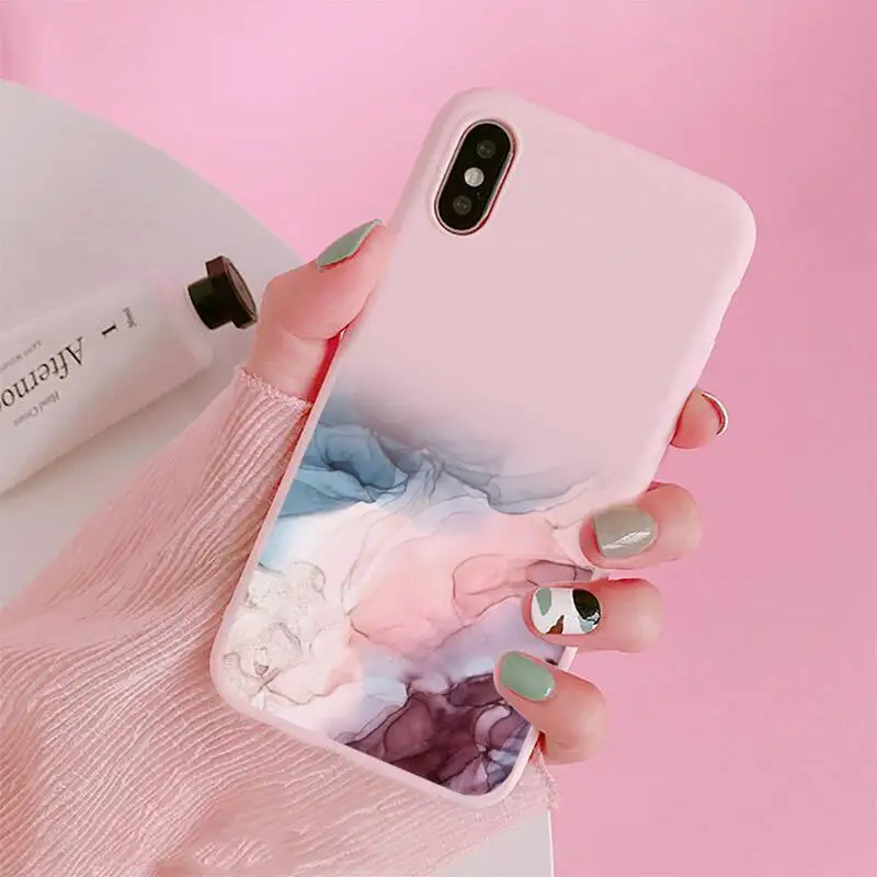 

Marble Gradient Customer Phone Case Candy Color for iPhone 6 7 8 11 12 s mini pro X XS XR MAX Plus