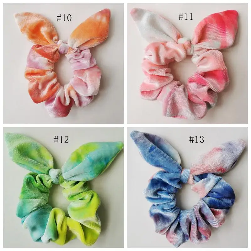 

Tie Dye Bow Hairband Velvet Rabbit Ear Hair Scrunchies Ties Ropes Girls Ponytail Holder Women Headwear Fashion Hair Accessories