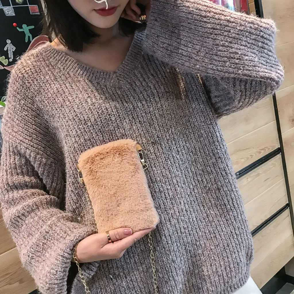 Женская сумка через плечо индивидуальная натуральная плюшевая мешок на цепочке