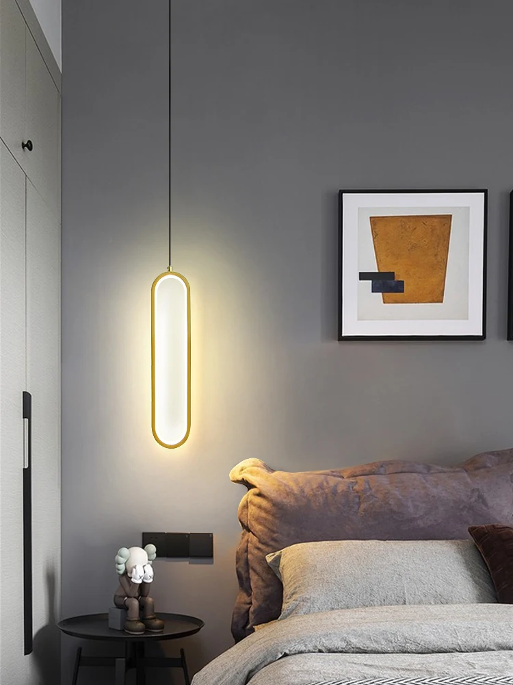 Люстра прикроватная в нордическом простом стиле длинная лампа для спальни