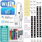 Светодиодная лента для подсветки телевизора, USB светильник ильник для 43-75 дюймов RGB5050, с разъемом, работает с ассистентом Google, 5 В