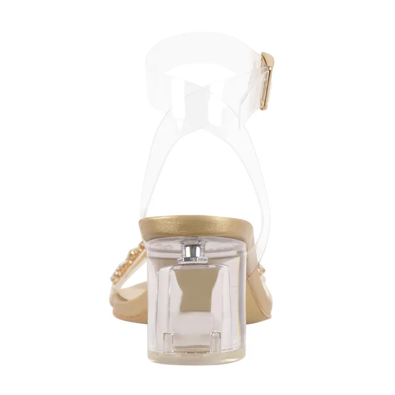 Onlymaker Женские сандалии с открытым носком из ПВХ прозрачными ремешками стразы