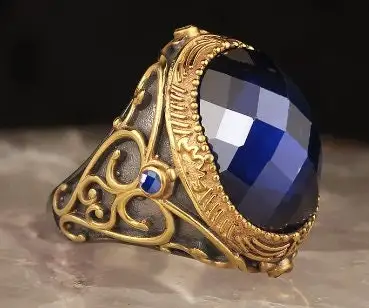 

Sterling Silver Man Ring Natural Stone(Zircon) Ottoman Silver,Handmade 925k Made in Turkey Outstanding Gift