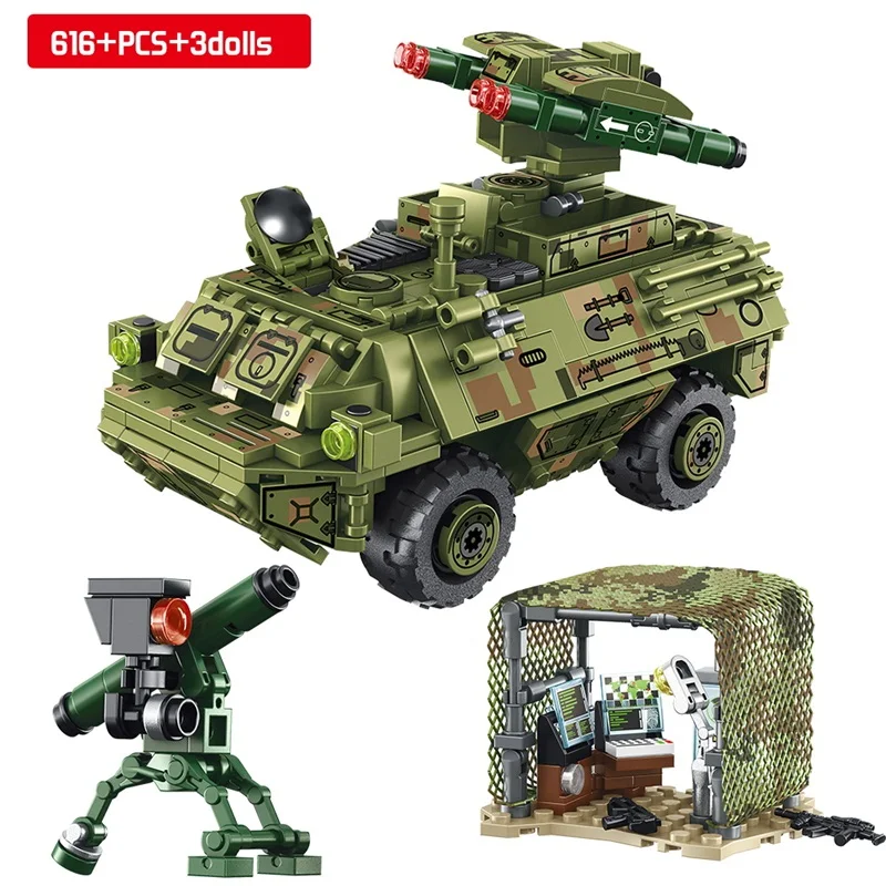 

SEMBO Military Building Blocks Armored Car Panzer Tank Technic Car Assault Car Children's Figures Bricks for Gift
