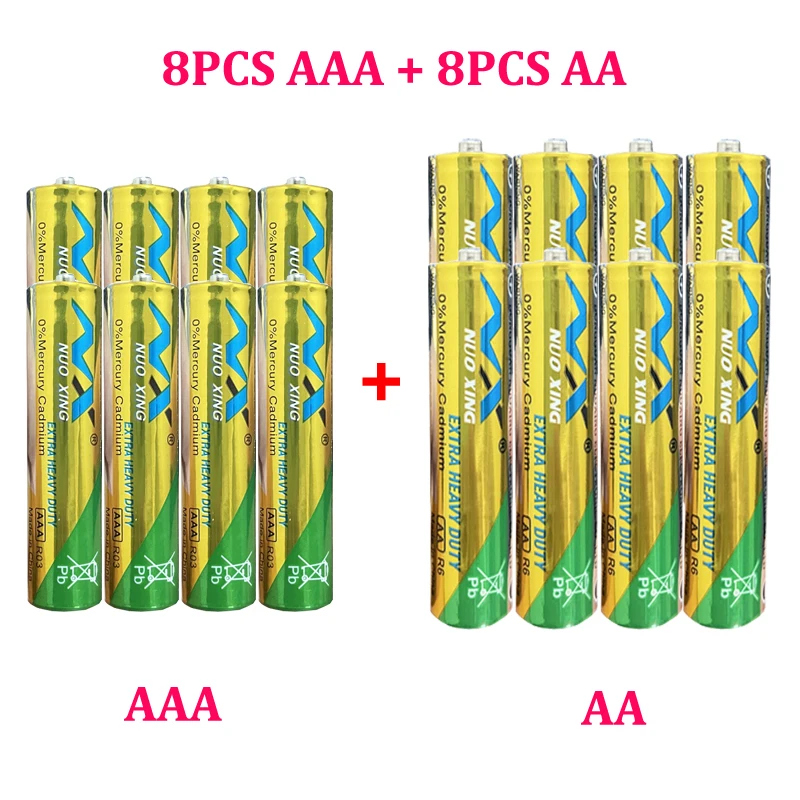 

Первичные угольно-цинковые батарейки AA, R6P, AAA, 1,5 в, 16 шт., 8 шт.