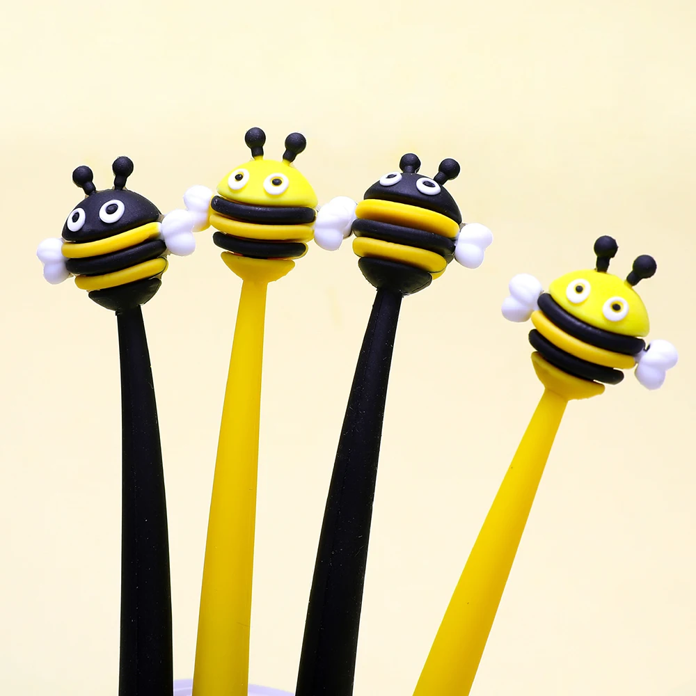 

12Pcs/Bulk Creative Funny Cute Pens Bee Kawaii Cool School Thing Writing Ballpoint Anime Girl Stationery Gift Kit Black Blue Ink