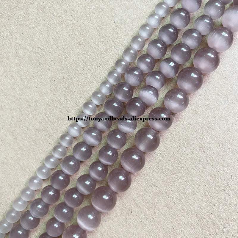 

Natural Moon Stone Lt Purple Cat Eye 15" Round Loose Beads 4 6 8 10 12mm Pick Size For Jewelry Making DIY