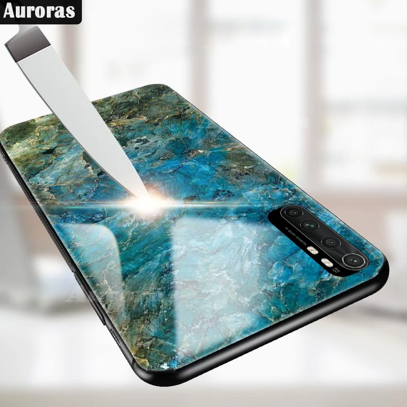 Чехол Auroras для Mi Note 10 Lite закаленное стекло с мягкой оправой из ТПУ ударопрочная