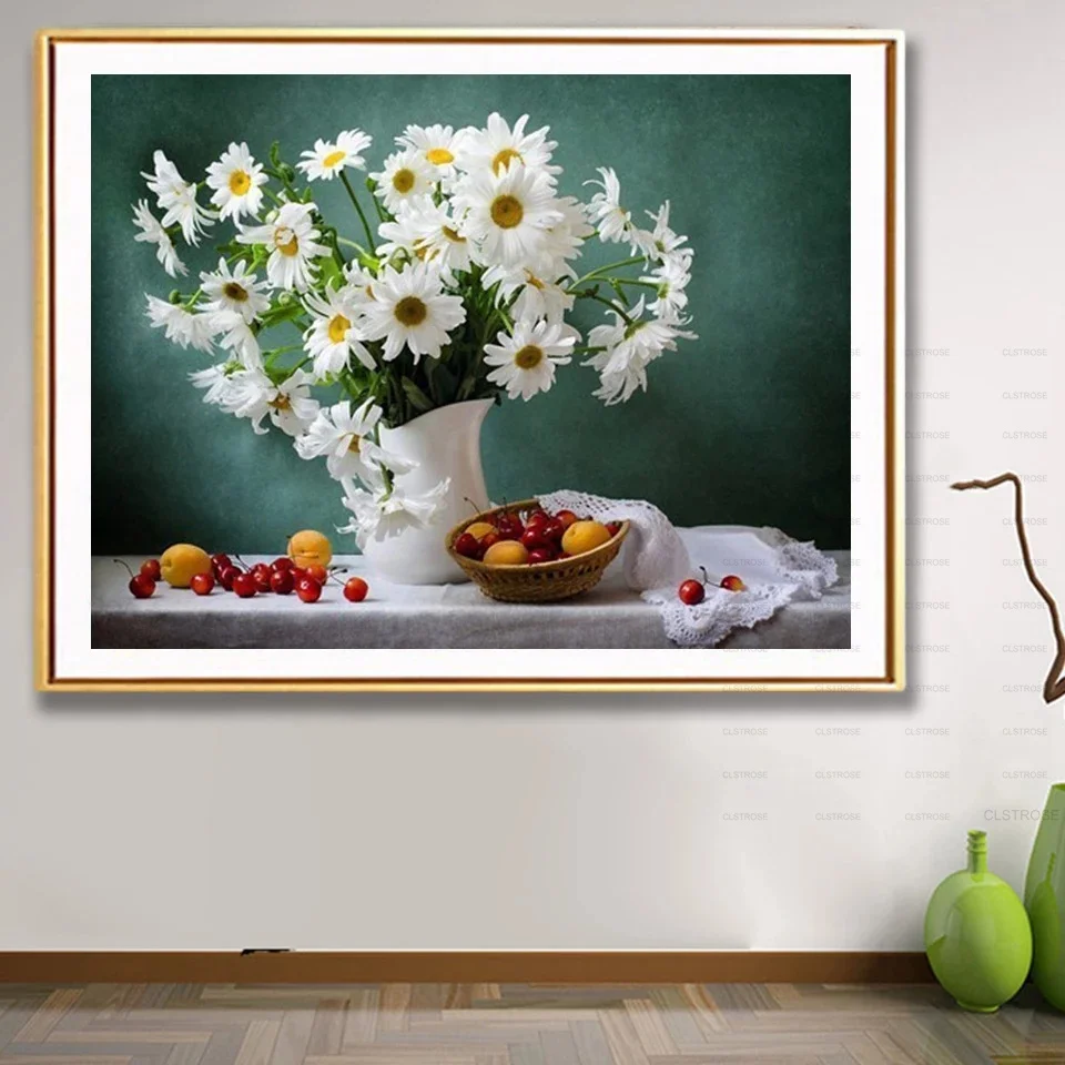 

Diamond Painting Diy 5D Southeast Asian Style Acrylic Material Table Placed White Chrysanthemum Vase Scene Pattern Furniture