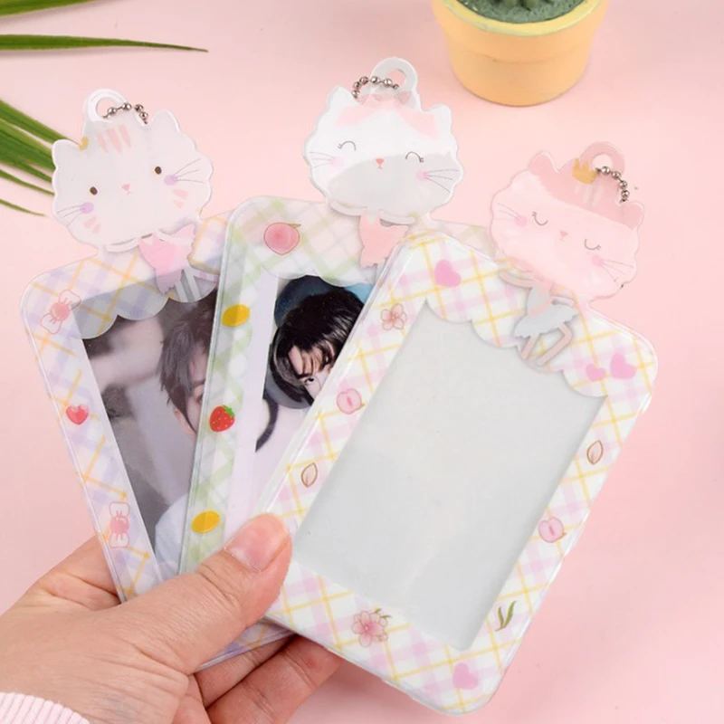 

1 Pocket Colorful Photo Card Holder Pendant Printing Card Holder Sweet Cartoon Key Ring Photo Card Holder Card With Key Chain