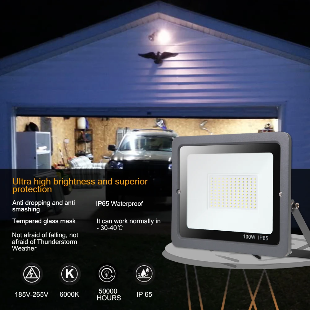 

100W Led reflector Ip65 Waterpro de Led lu Waterproof of Flood Lights Outdoor AC220V Spotlight led spotlight