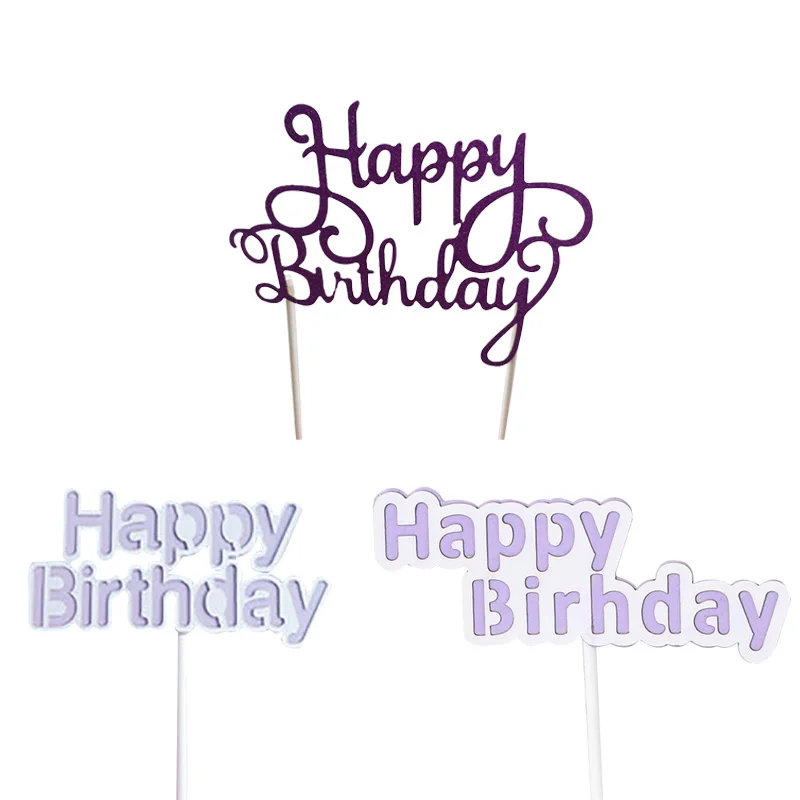 

Пурпурный флаг для торта, украшение для торта ручной работы на день рождения, Аксессуары для выпечки