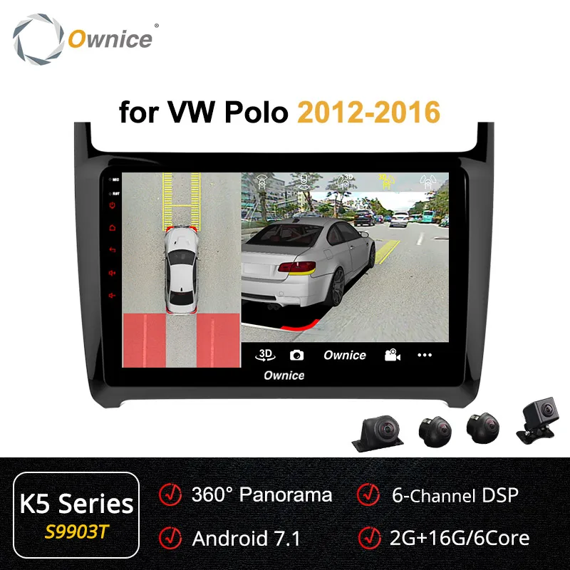 S9903 K5 Ownice Android 9,0 360 панорама gps Navi Автомобильный плеер k3 k5 k6 для VW POLO GOLF PASSAT CC JETTA TIGUAN TOURAN 4G LTE DSP оптический - Цвет: S9903 K5