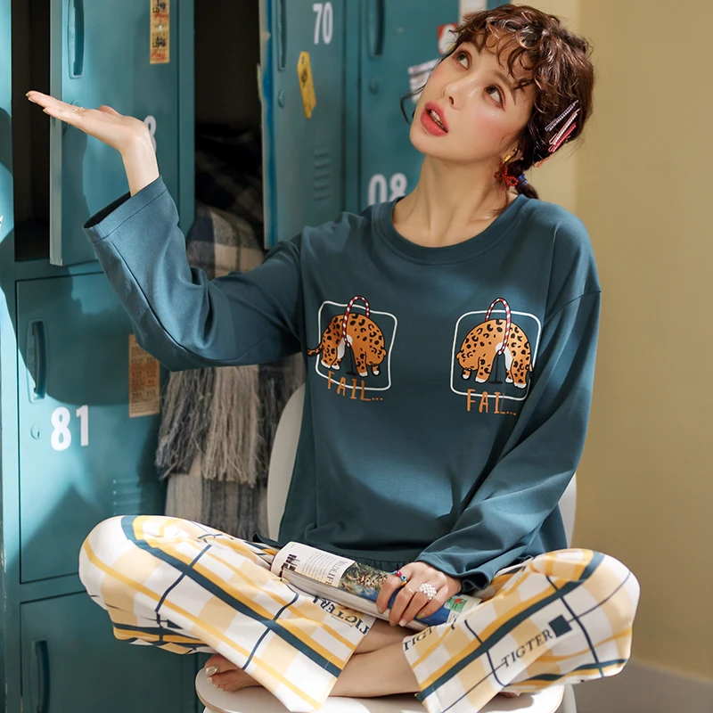 Рождественский Женский пижамный комплект для взрослых Новинка осени 2019 Удобный