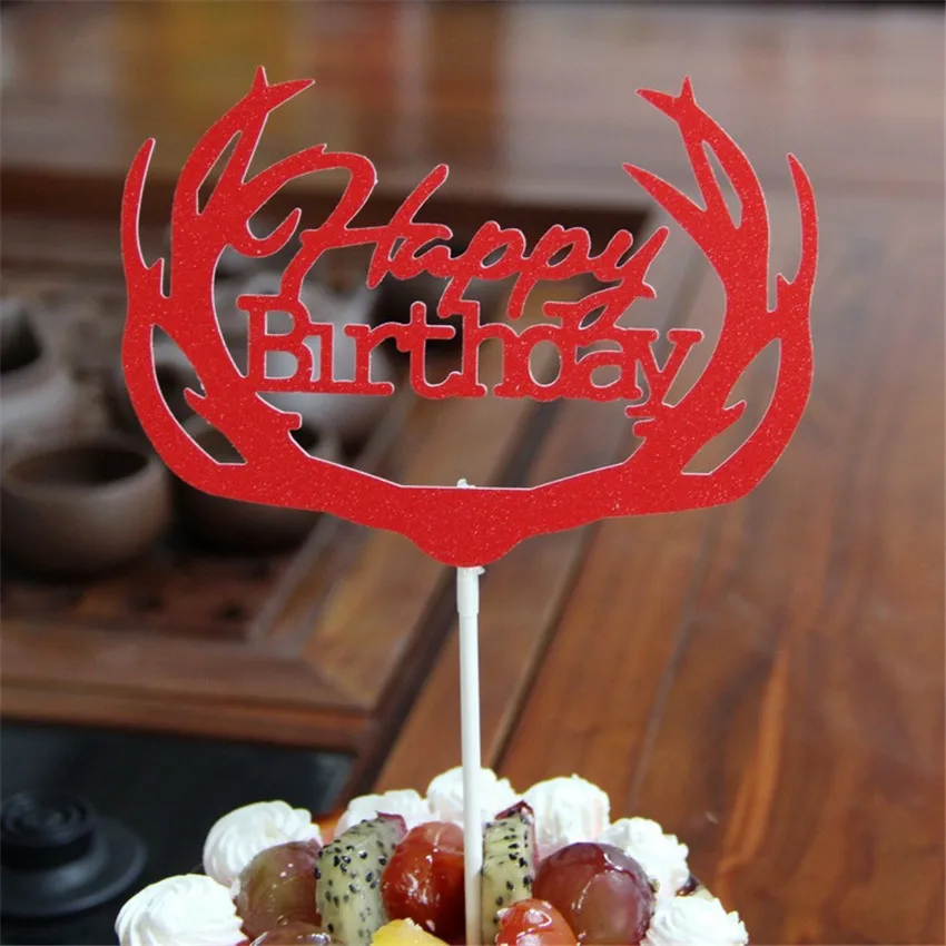 Золотой серебристый синий бумажный Блестящий Топпер для торта с днем рождения