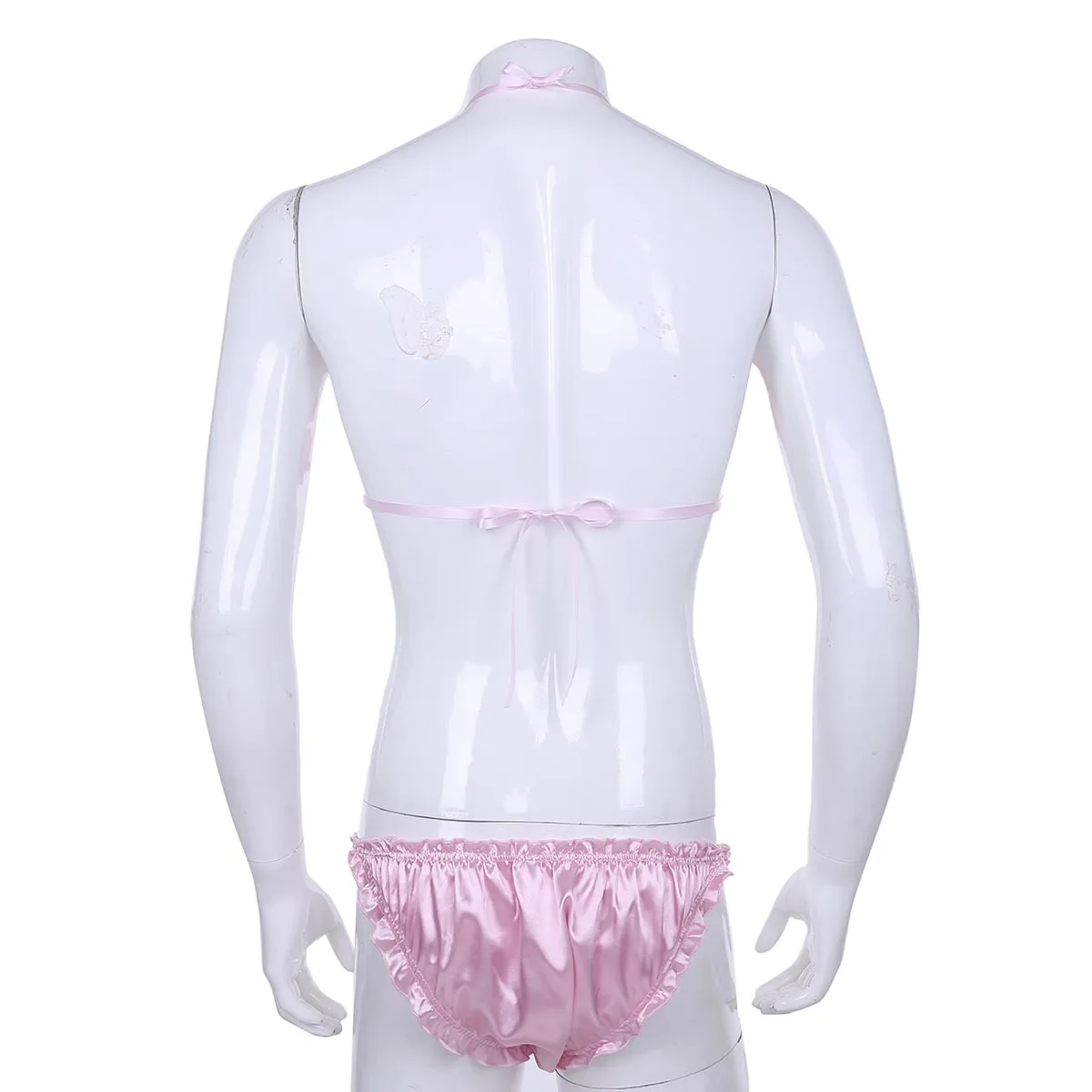 Комплект из 2 предметов блестящее нижнее белье для мужчин с рюшами трусов