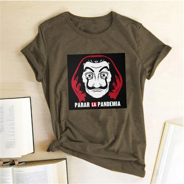 Модная женская футболка с принтом Parar La Pandemia Casa De Papel топ деньги дом бумаги Camiseta ТВ