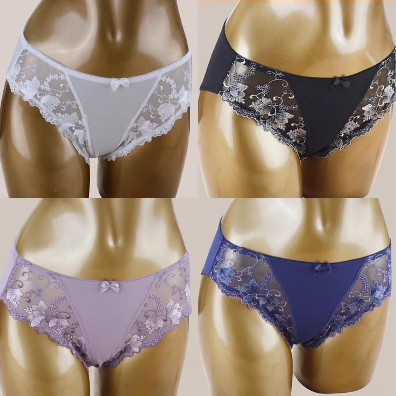 Сексуальное кружевное нижнее белье с цветочной вышивкой женские трусики высокой