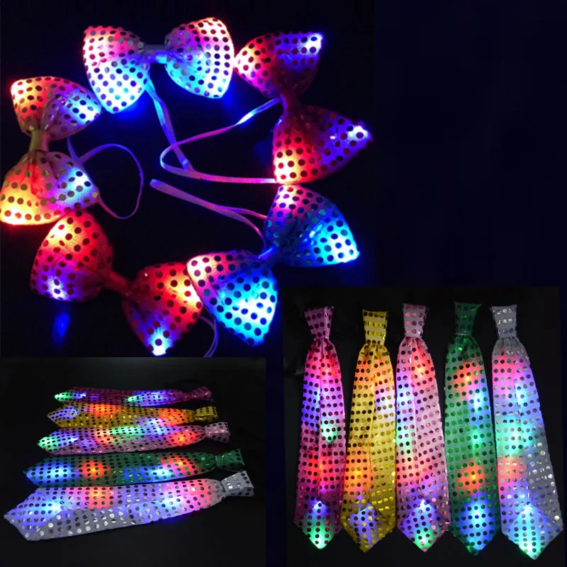 24 шт. светодиодный мигающий светильник Up блесток галстук бабочка Для мужчин