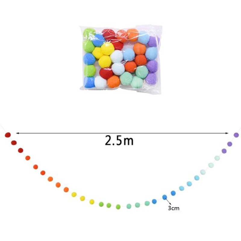 Гирлянда-подвеска с разноцветными помпонами 2 5 м | Дом и сад