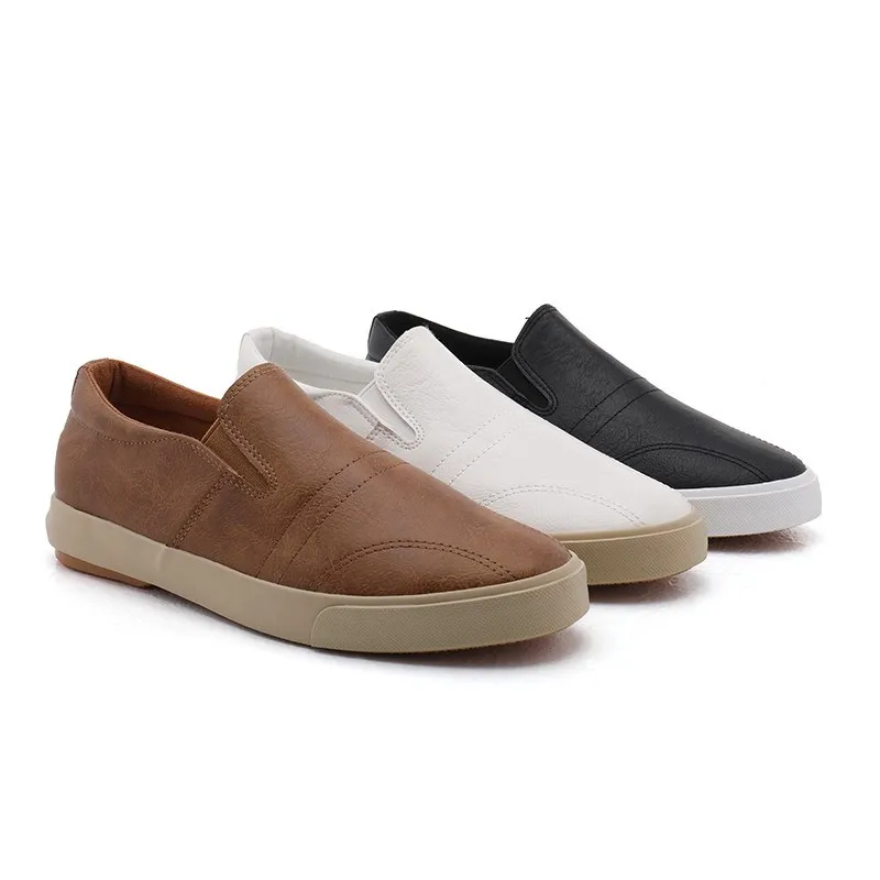 

Fashion Low Top Casual Shoes Men Waterproof Soft Pu Leather Outdoor Sneakers Slip On Height Increase Shoes Solid Male Loafers