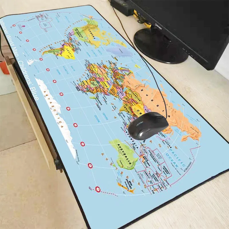 

Mairuige Extra Large Mouse Pad Blue World Map Gaming Mousepad Anti-slip Rubber Gaming Mouse Mat with Locking Edge Free Shipping