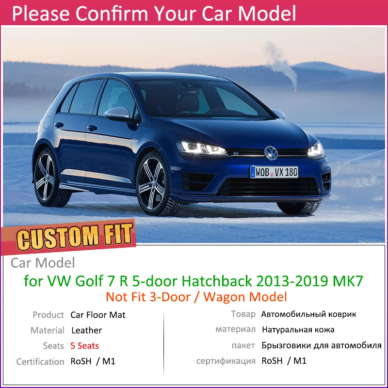 Пользовательские автомобильные кожаные Коврики для Volkswagen VW Golf 7 R Hatch MK7 2013 ~ 2019 5