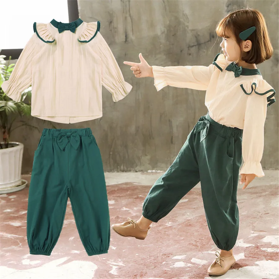 Комплекты одежды для девочек весенний комплект детской рубашка + брюки