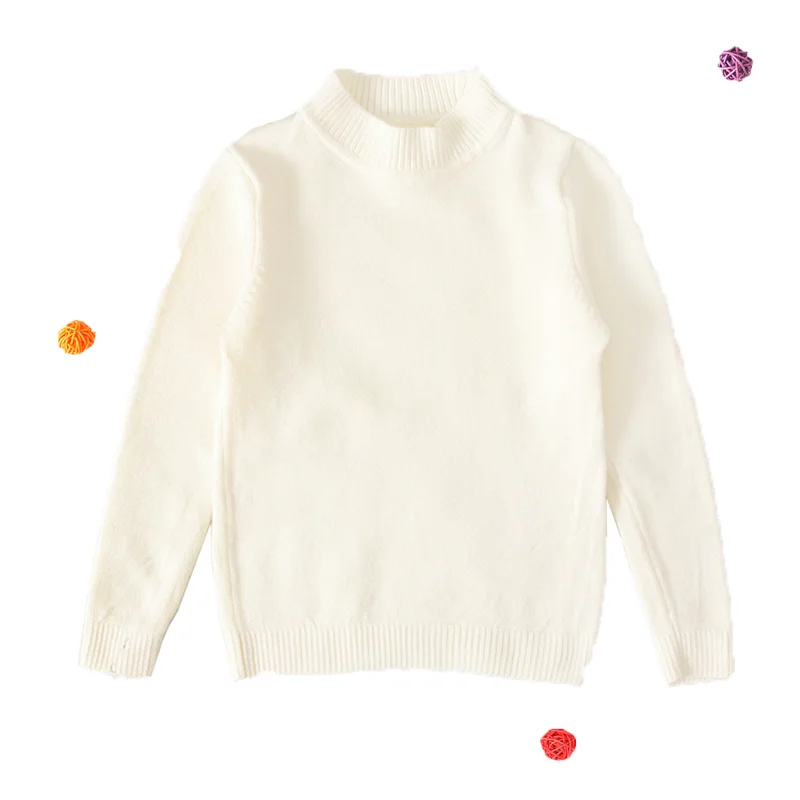 Осенне-зимняя теплая одежда для маленьких мальчиков Однотонный свитер с круглым