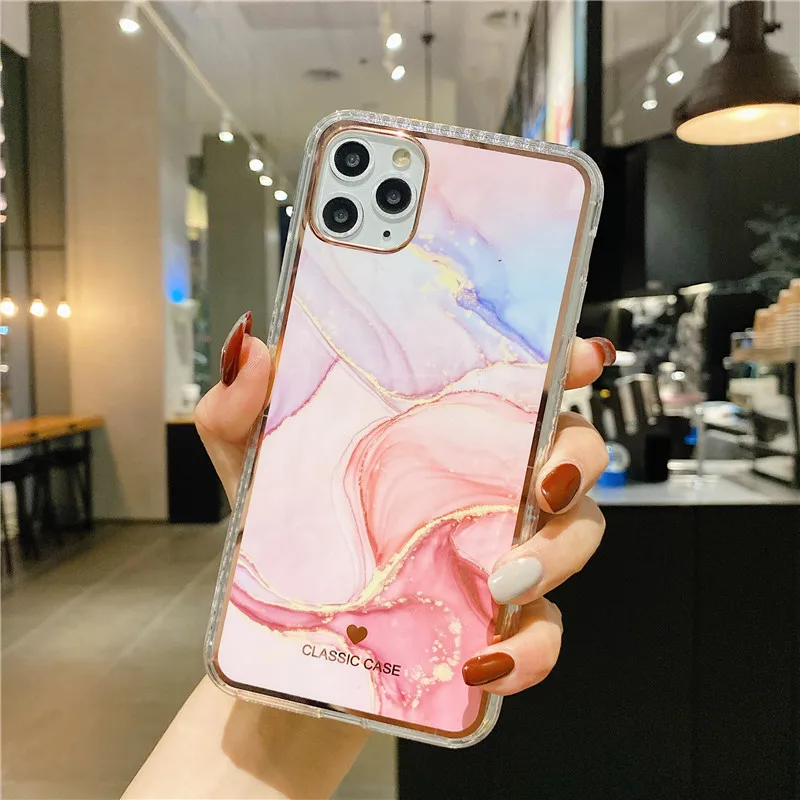 

Plating classic cracked marble granite gradient soft Phone Case for iphone 12 Pro Max 11 Pro Max X XS XR 7 8 Plus SE 2020 cover