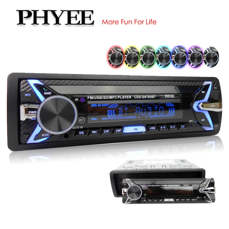 Автомагнитола PHYEE 4785BT съемная стереомагнитола 1 Din с Bluetooth A2DP USB mp3-плеером SD-картой