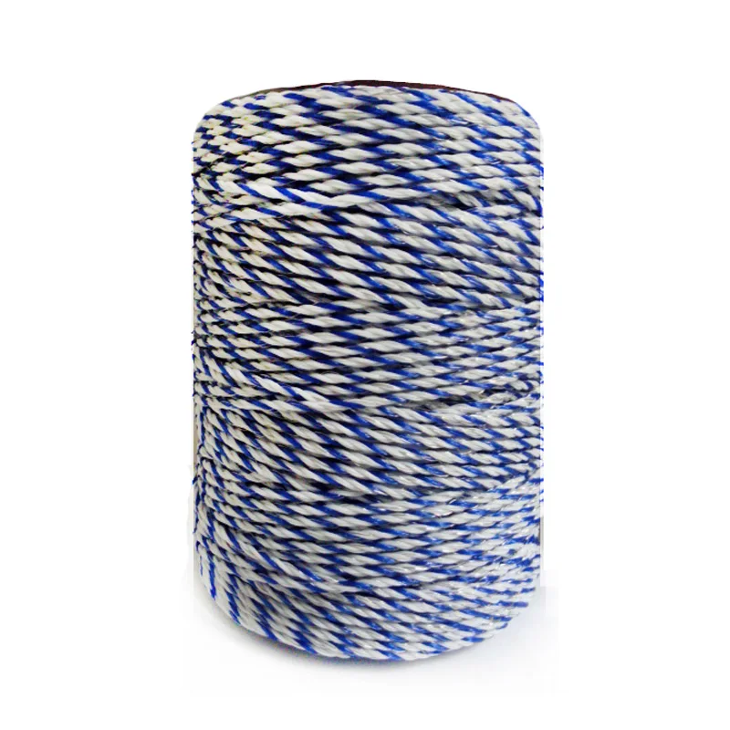 200mectric Fence Poly Wire White Blue Polywire with Steel Wire Poly Rope For Horse Fencing Ultra Low Resistance Hot Wire Fencing
