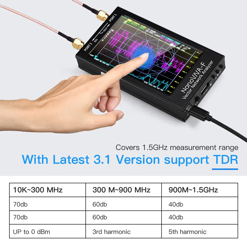 2021 NanoVNA NanoVNA-F VNA HF VHF UHF Vector Network Antenna Analyzer + 4.3 inch IPS LCD Metal Case V3.1 Version |
