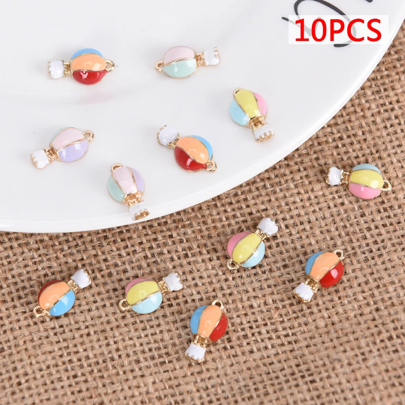 

10Pcs/Set Mix Color Fashion Diy Alloy Enamel Hot Air Balloon Charms Metal Pendants For Bracelet Earring Jewelry Making
