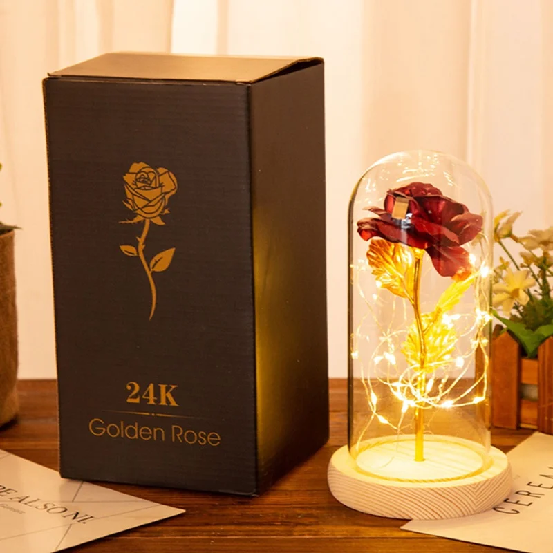 

Beauty and the Beast Rose In Glass Dome Forever Rose Red Rose Special Romantic Gift Valentines Day Gift LED Rose Lamps
