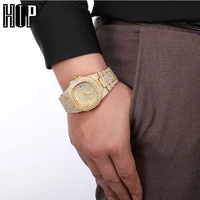 hip hop 3 colors men iced out watches luxury date quartz wrist watches with micropave cz watch for women men jewelry