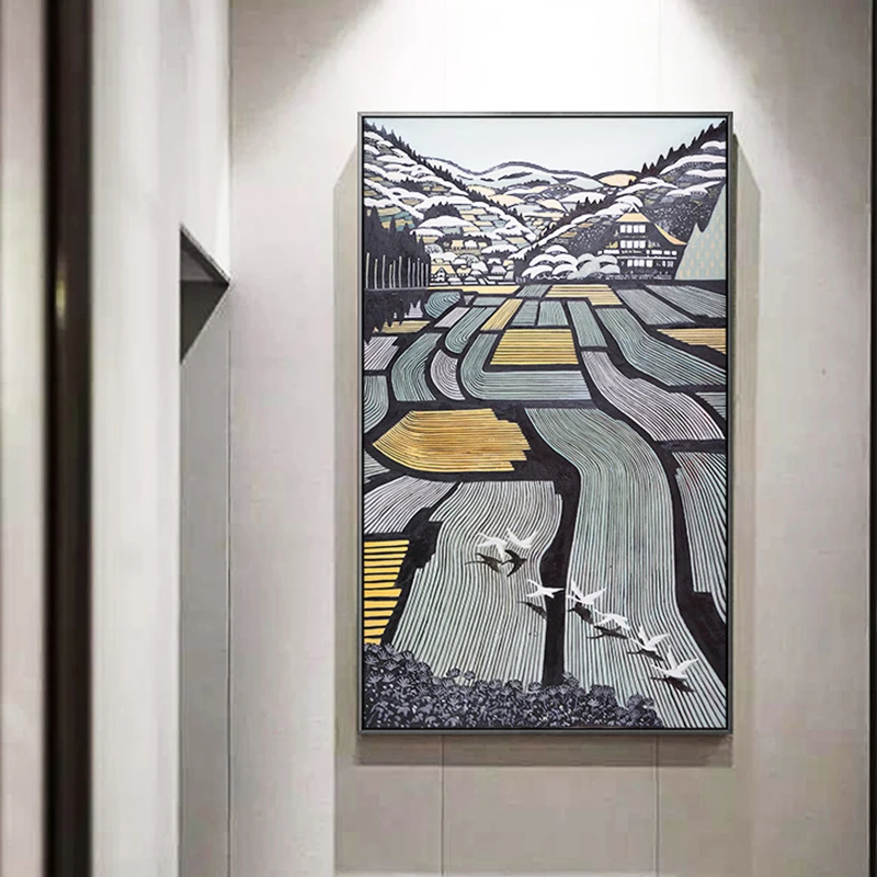 Плакат Настенные рисунки в скандинавском стиле Абстрактный пейзаж живопись