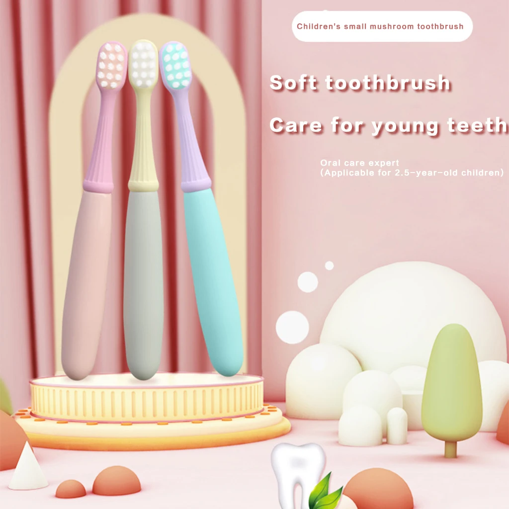 

6Pcs Toddler Kids Manual Toothbrush Cute Mushroom Multicolor Extra Soft Bristles Children Teeth Cleaning Tools 2-5 Years